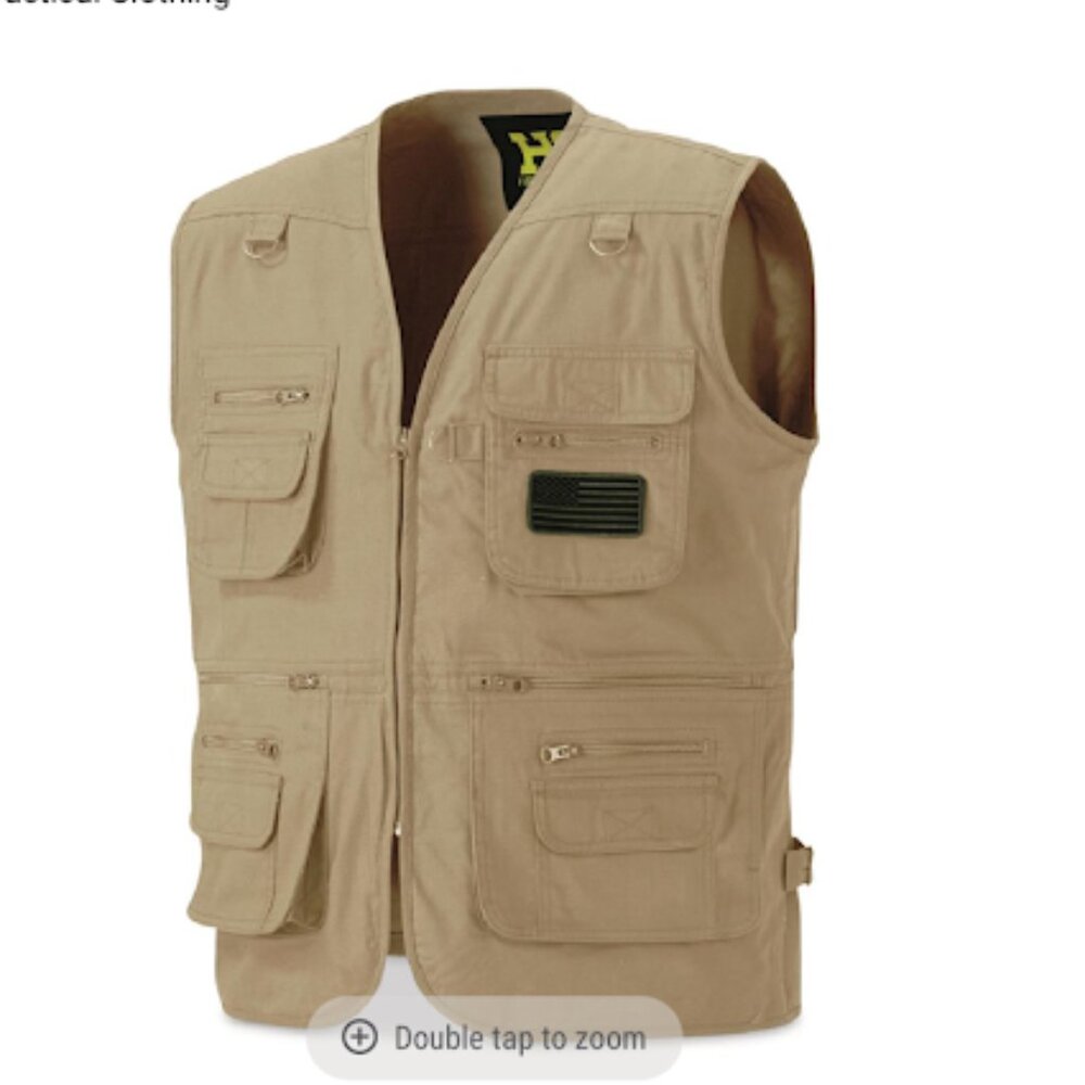 HQ Issue Khaki Vest Men's Size XL Tactical Hunting Vest Conceal Ammo Pockets